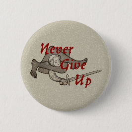 中世の剣士「Never 与え Up」ボタン 缶バッジ