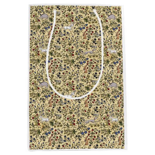 中世の動物のアワフルーア羊皮紙抱き枕 ミディアムペーパーバッグ (正面)