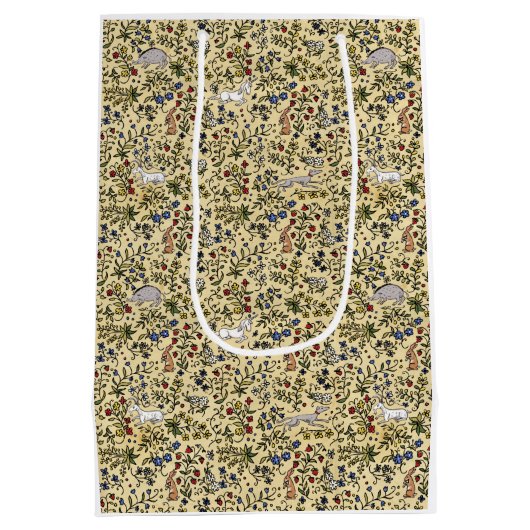 中世の動物のアワフルーア羊皮紙抱き枕 ミディアムペーパーバッグ (裏面)