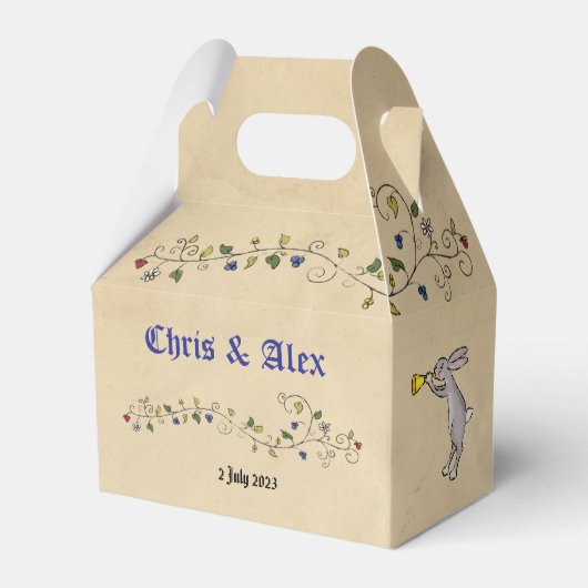 中世の動物の結婚式の引き出物箱 フェイバーボックス (正面サイド)