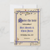 中世の動物の結婚式 保存日付カード 招待状 (正面)