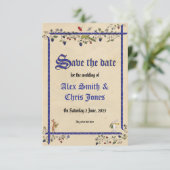 中世の動物の結婚式　保存日付カード 招待状 (スタンド正面)