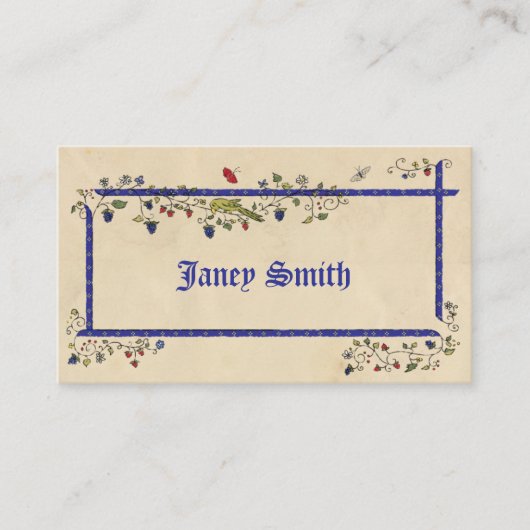 中世の動物フラットパーソナライズされた座席表 プレイスカード (正面)