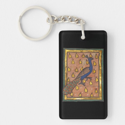中世の動物寓話集 クジャク 1270年頃 キーホルダー (正面)
