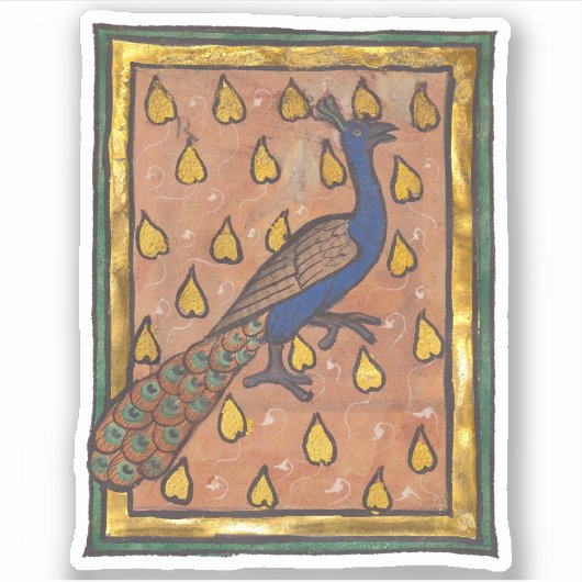 中世の動物寓話集 クジャク 1270年頃 シール (正面)