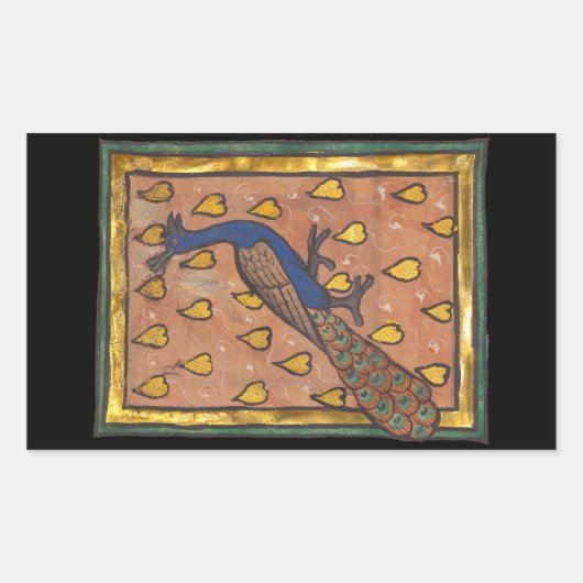 中世の動物寓話集 クジャク 1270年頃 長方形シール (正面)