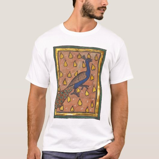 中世の動物寓話集 クジャク 1270年頃 Tシャツ (正面)