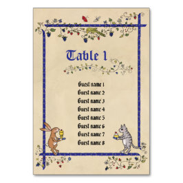 中世の動物 テーブル番号カード（ゲスト名入り） テーブルナンバー