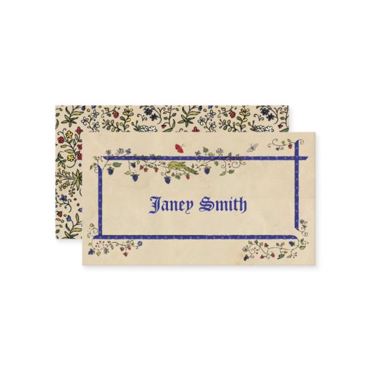 中世の動物 フラット パーソナライズ プレイスクカード プレイスカード (正面/裏面インサイチュ)