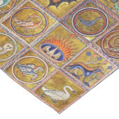 中世の動物,幻想的な動物,金ゴールド赤ブルー ミディアムテーブルランナー (コーナー)