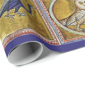 中世の動物，幻想的な動物，金ゴールド赤ブルー ラッピングペーパー (ロールコーナー)