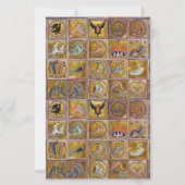 中世の動物，幻想的な動物，金ゴールド赤ブルー 便箋 (正面)