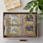 中世の動物，幻想的な動物，金ゴールド赤ブルー 薄葉紙 (ギフト)