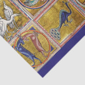 中世の動物，幻想的な動物，金ゴールド赤ブルー 薄葉紙 (詳細)