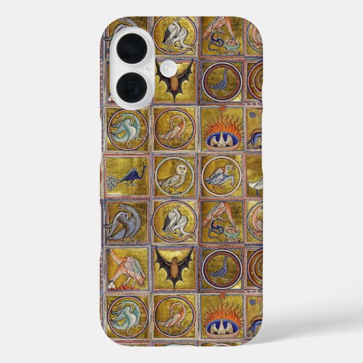中世の動物,幻想的な動物,金ゴールド赤ブルー Case-Mate iPhoneケース (裏面)