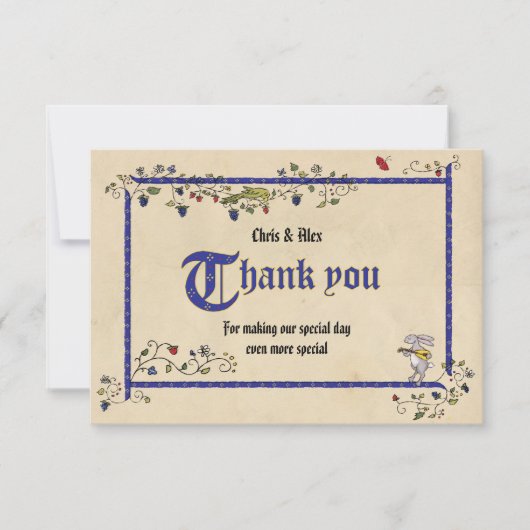 中世の動物　感謝を伝えるフラットカード サンキューカード (正面)