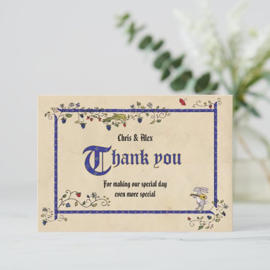 中世の動物　感謝を伝えるフラットカード サンキューカード (スタンド正面)