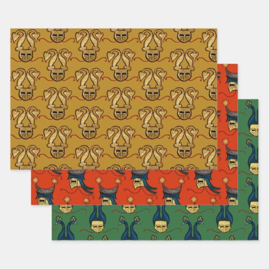 中世の包装紙 ラッピングペーパーシート (セット)