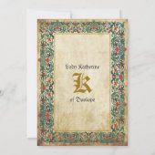 中世の原稿ブライダルシャワー招待券 招待状 (裏面)