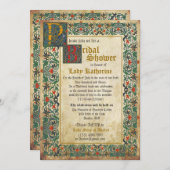 中世の原稿ブライダルシャワー招待券 招待状 (正面/裏面)