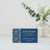 中世の古いモノグラム金ゴールドミッドナイトブルーダマスク 名刺 (スタンド正面)