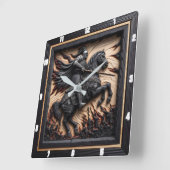 中世の名誉：木彫りディスプレイ スクエア壁時計 (傾斜)