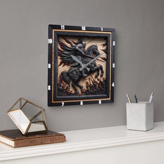 中世の名誉：木彫りディスプレイ スクエア壁時計 (オフィス)