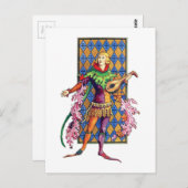 中世の吟遊詩人とリュート ポストカード (正面/裏面)