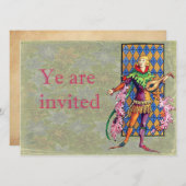 中世の吟遊詩人とリュート 招待状 (正面/裏面)