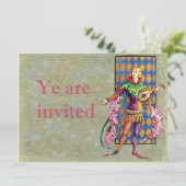 中世の吟遊詩人とリュート 招待状 (スタンド正面)