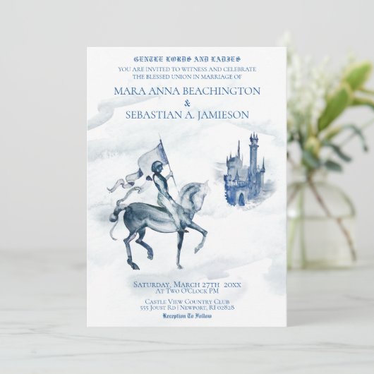 *~* 中世の城で騎士が馬に乗って挙式 招待状 (スタンド正面)