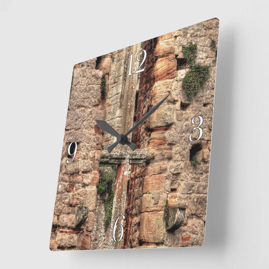 中世の城の古代ウィンドウUK スクエア壁時計 (傾斜)