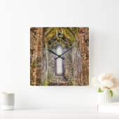 中世の城の窓,ウェールズ,英国 スクエア壁時計 (ホーム)