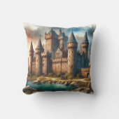 中世の城下町 – 夕暮れ時の静かな川|過去記事 クッション (正面)