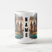 中世の城下町 – 夕暮れ時の静かな川|過去記事 コーヒーマグカップ (中央)