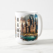 中世の城下町 – 夕暮れ時の静かな川|過去記事 コーヒーマグカップ (正面右)