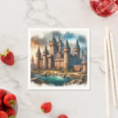 中世の城下町 – 夕暮れ時の静かな川|過去記事 スタンダードカクテルナプキン (インサイチュ)