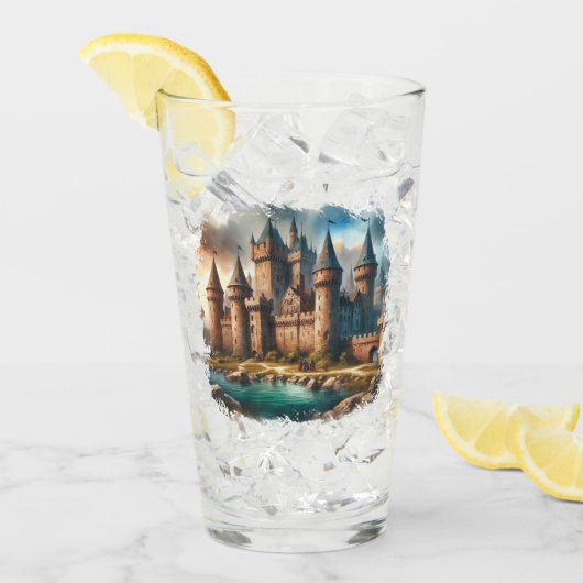 中世の城下町 – 夕暮れ時の静かな川|過去記事 タンブラーグラス (アイス正面)