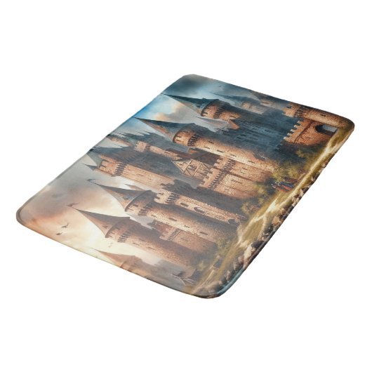 中世の城下町 – 夕暮れ時の静かな川|過去記事 バスマット (アングル)