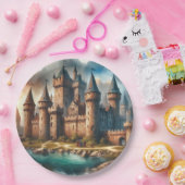 中世の城下町 – 夕暮れ時の静かな川|過去記事 ペーパープレート (パーティー)