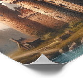 中世の城下町 – 夕暮れ時の静かな川|過去記事 ポスター (角)