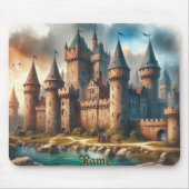 中世の城下町 – 夕暮れ時の静かな川|過去記事 マウスパッド (正面)