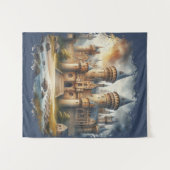 中世の城 – 夕暮れ時と大気 タペストリー (正面(横))