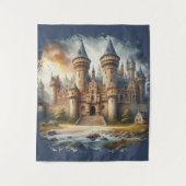 中世の城 – 夕暮れ時と大気 タペストリー (正面)