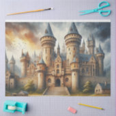 中世の城 – 夕暮れ時と大気 薄葉紙 (クラフト)