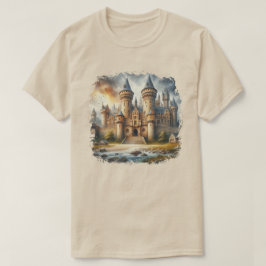 中世の城 – 夕暮れ時と大気 Tシャツ