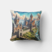 中世の城 – 山の谷 – 風景 クッション (正面)