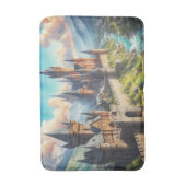 中世の城 – 山の谷 – 風景 バスマット (正面縦)