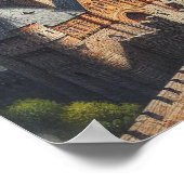 中世の城 – 山の谷 – 風景 ポスター (角)