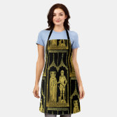 中世の墓真鍮ラビングナイト、レディと子供 エプロン (着用した状態)